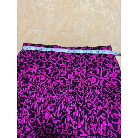 Vintage Fuchsia Pink Silk 3 Layered Ruffle Midi Skirt y2k retro M - Picture 4 of 5